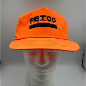 VTG Petco Fishing And Rental Tools Adult Neon Orange Trucker Hat Cap Rope